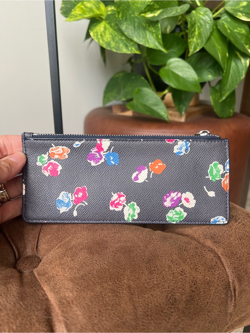 Coach Blue Wildflower Wallet with Insert Pouch F53771 - Picture 14 of 15